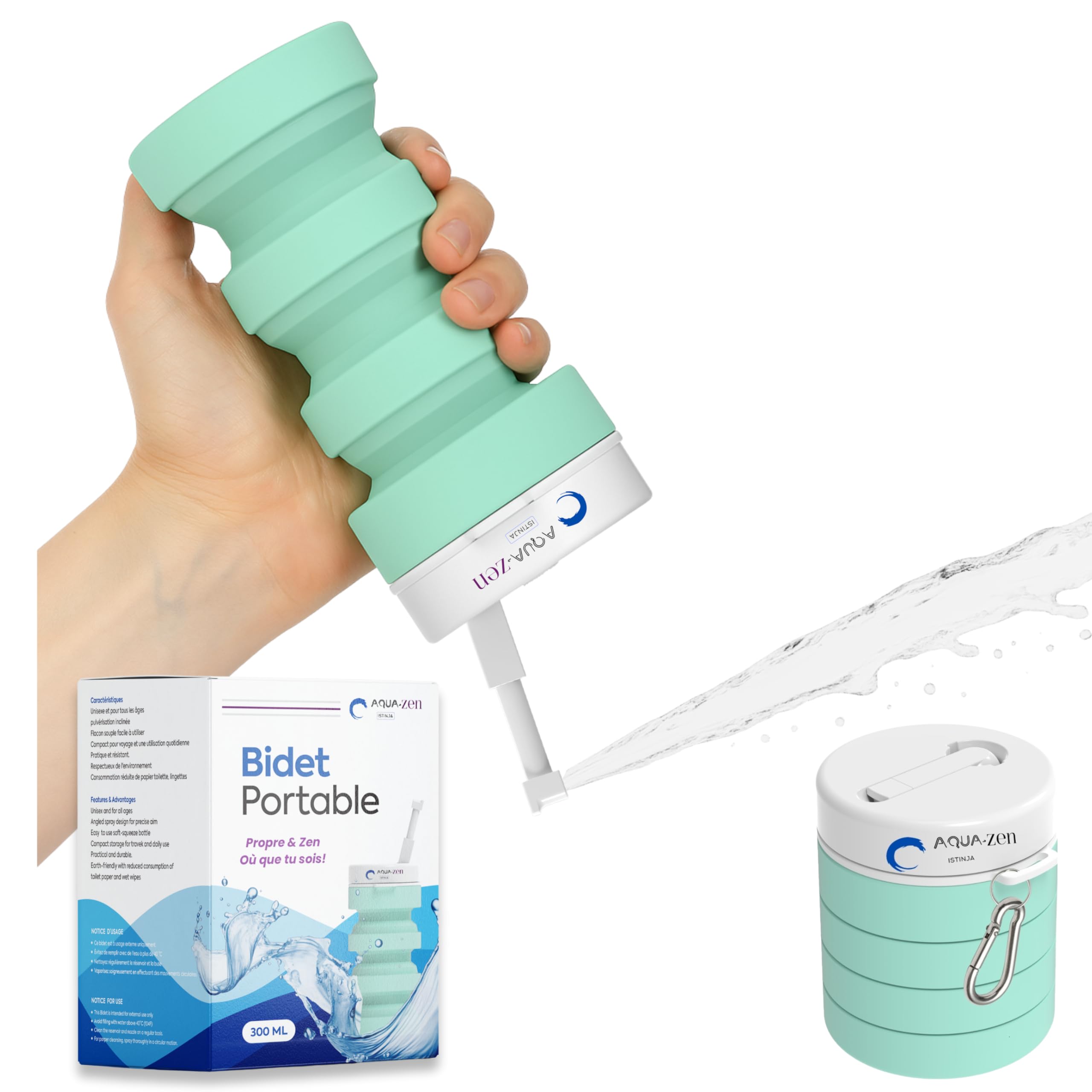 Istinja Compact Przenośny Bidet, Intymna Higiena WC, Wygodny po porodzie Macierzyństwo Dziecko, Mycie Krocza pośladków, Przenośny Plecak, Podróże Camping Piesze Wycieczki Bivouak, Hemoroid Ablution