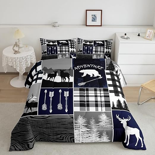 Erosebridal Rustic Cabin Comforter Set, Kids Boys Bear Deer Down