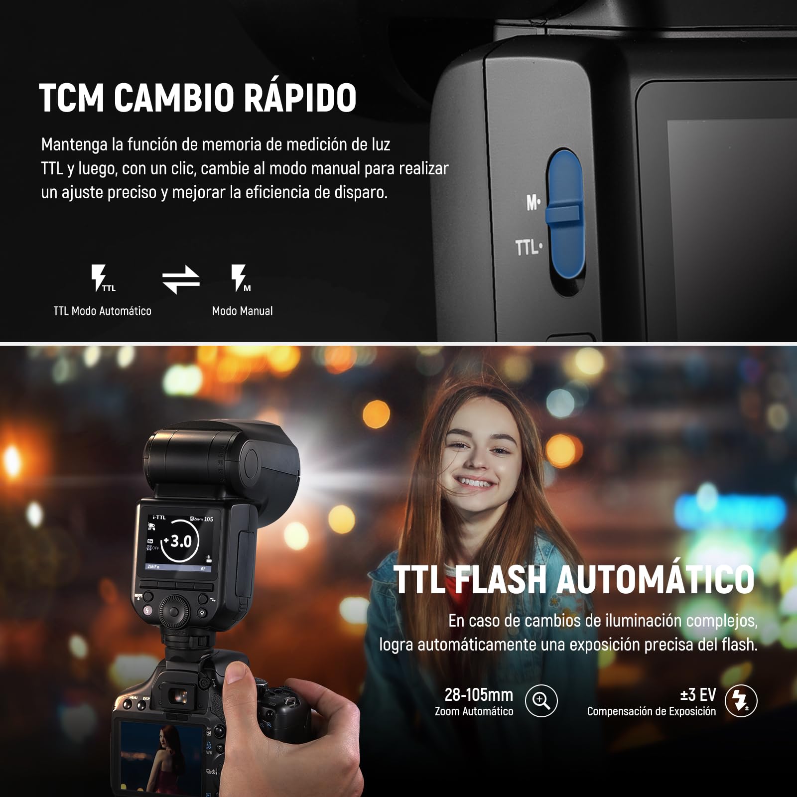 NEEWER Z2-N 2.4G TTL Flash Speedlite Cabeza Redonda Compatible con Nikon, 600 Flashes a Máx Potencia, 3000mAh, 76W 1/8000s HSS, 2 Lámparas Modelado, Difusor Luz, TTL/M Toggle Key para 2.4G Sistema Q