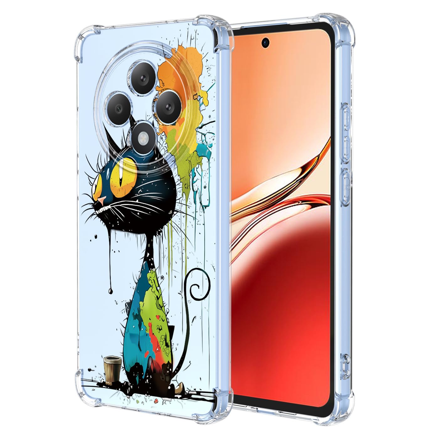 ILING Cover per OPPO Reno 12F 4G / OPPO Reno 12 FS 5G (Reno12 F 5G), Design a Onde e Airbag Antiurto Morbido Liquido Silicone TPU Bumper Custodia, Ultrasottile Matte Skin Feel