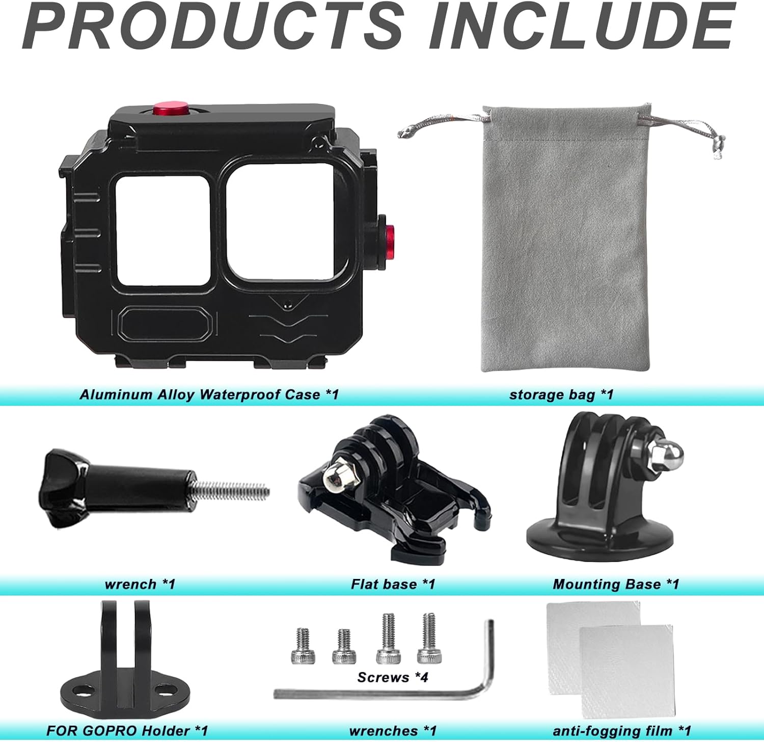 263FT/80M Aluminum Alloy Waterproof Case for Go Pro Hero13/Hero12/Hero11/Hero10/Hero9 Black, Underwater Diving Protective Housing Shell for Go Pro Hero 13 Action Camera with Bracket Accessories - Image 7