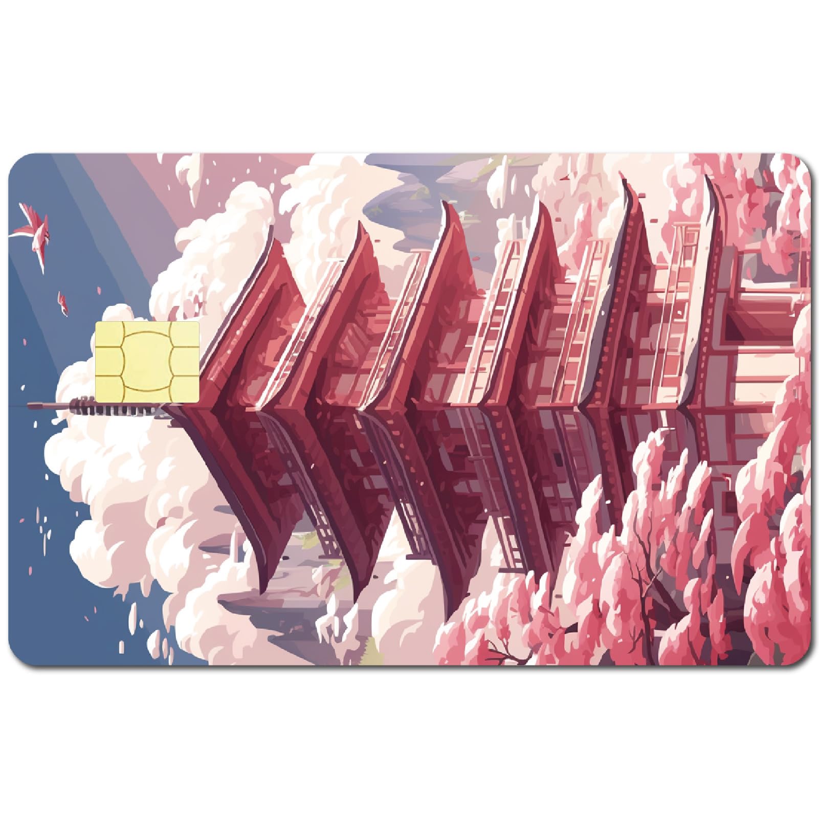 CREATCABIN Japanese Castle Credit Card Skins Anime Debit Card Skin Sticker Covering Personalizing Bank Card Protecting Decals Waterproof Removable No Bubble Slim for Transportation Card 7.3x5.4Inch