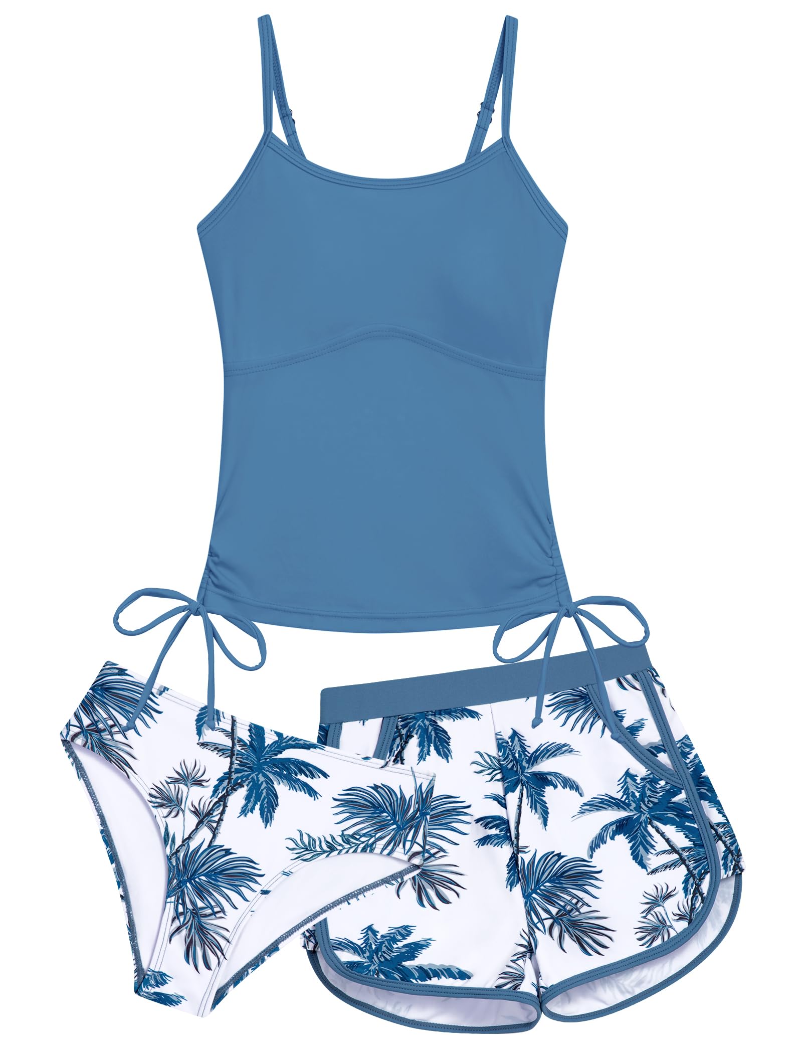 Photo 1 of Seanrui Girls Swimsuits Size 14-16 Two Piece Tankini Swimsuit Swimwear with Shorts Full Coverage Kids Swimwear - 16Y