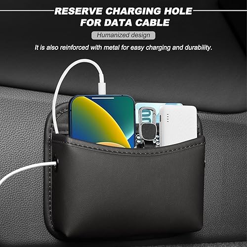 Miniatura 4 de Organizador de bolsillo lateral para asiento de automóvil, consola de automóvil de cuero, bolsillo de almacenamiento lateral, bolsa organizadora de