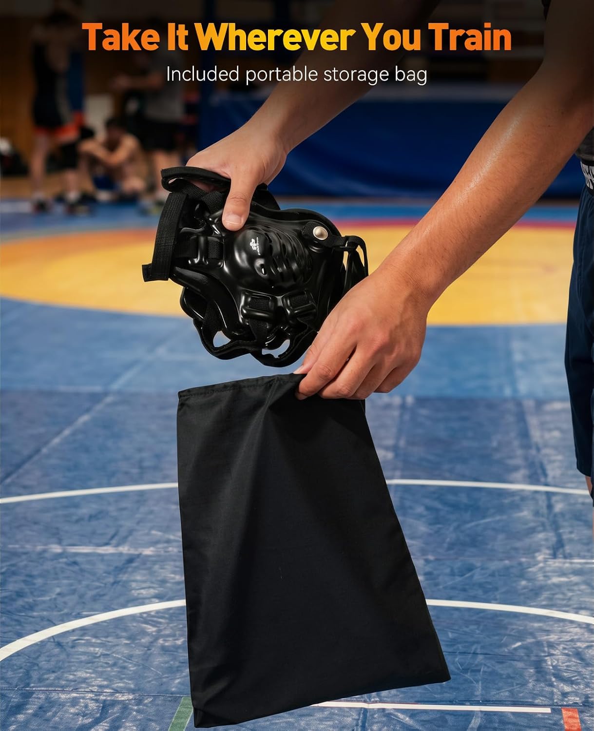 Wrestling Headgear, Adjustable Strap Shockproof ABS Shell with Chin Pad, Breathable Vents, Wrestling Head Gear for Youth&Adults (Age 10+) with Mouth Guard&Carry Bag, Ear Guard for MMA, BJJ