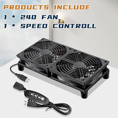 Miniatura 7 de 4.724 in 9.449 in PC PC caso 5V USB alimentado ventilador con controlador de velocidad variable para router módem Xbox DVR Playstation receptor