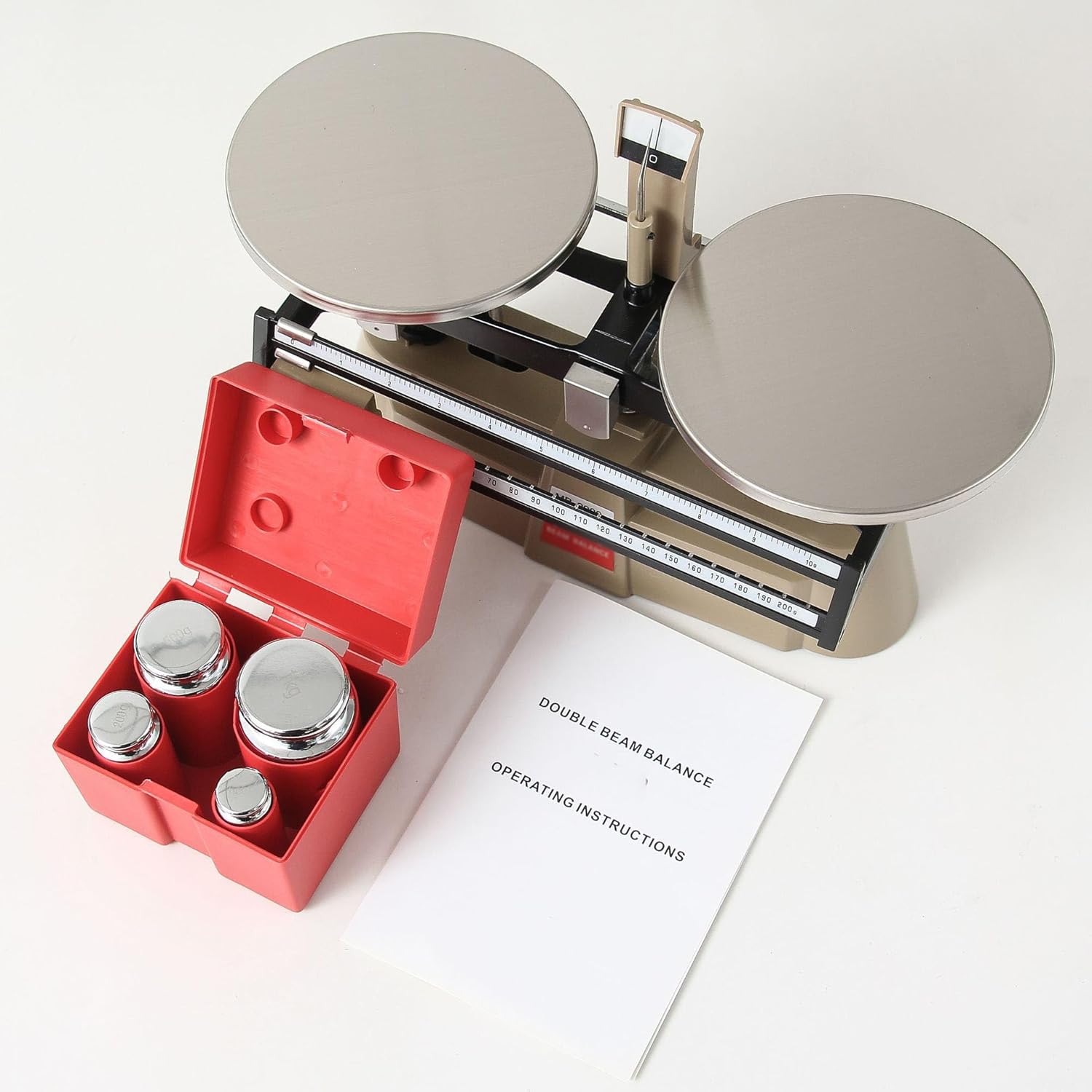 Lab Analytical Double Pan Scales, Precision Mechanical Balance with Double Pan, Includes 4 Weights, Weighing Range: 0.1g-2000g, High Precision: 0.1g, Balance Pan Diameter: 15 Cm, for Colleges, Laborat