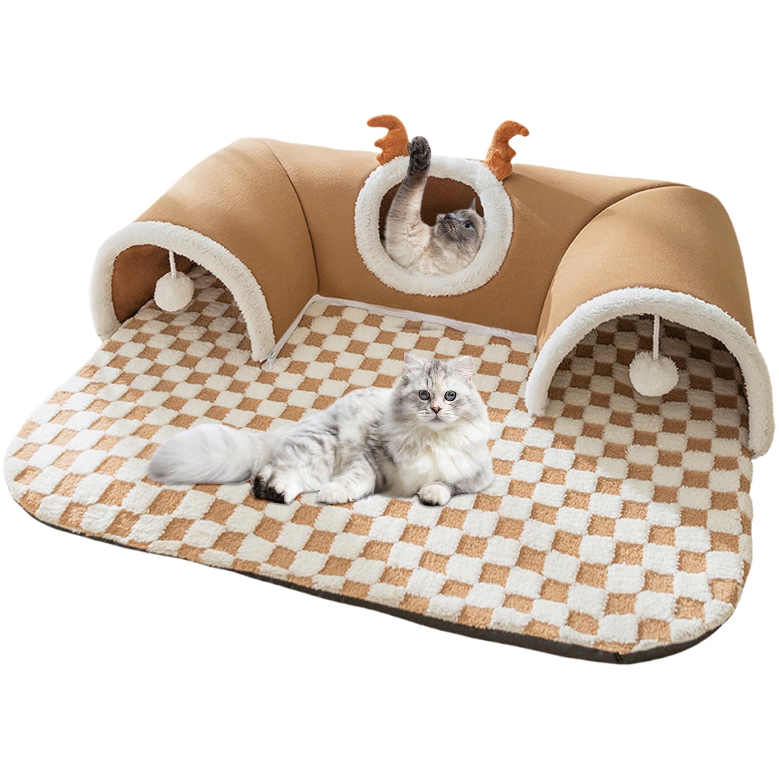 Cat Bed Tunnel, Pet Play Tunnel, 21.65x15.75 Inches Warm Shelter Tent, House Toys for Dog Puppy Kitten Animal Indoor Outdoor Wall Corner Games Resting Sleeping Outside Use