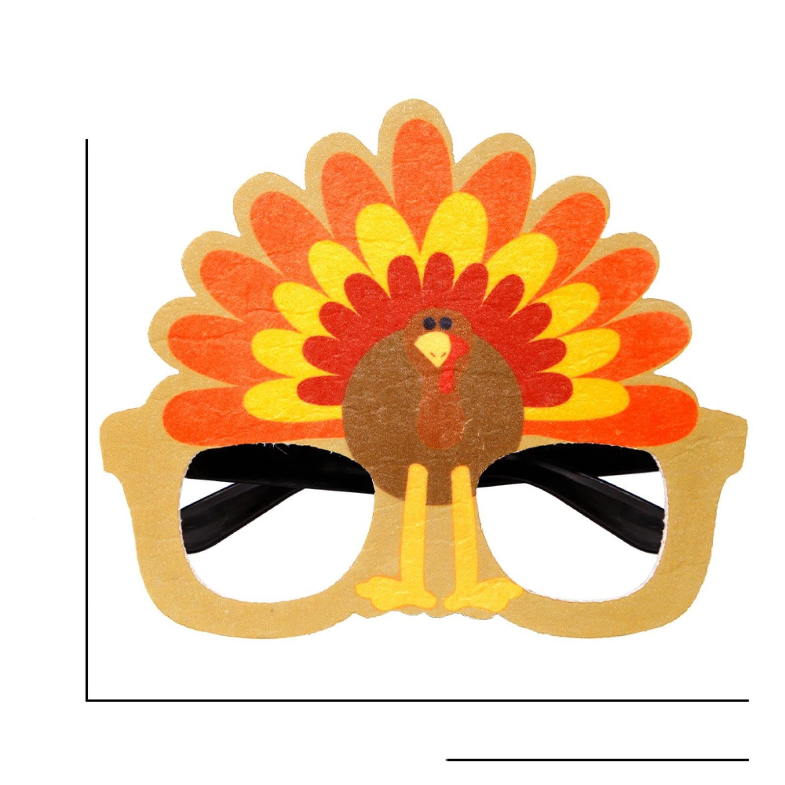 Ladlebroom Khaki Turkey Stand-Up Thanksgiving Glasses Harvest Day Party Party Dress Up Props Turkey Pumpkin Photo Glasses Frame