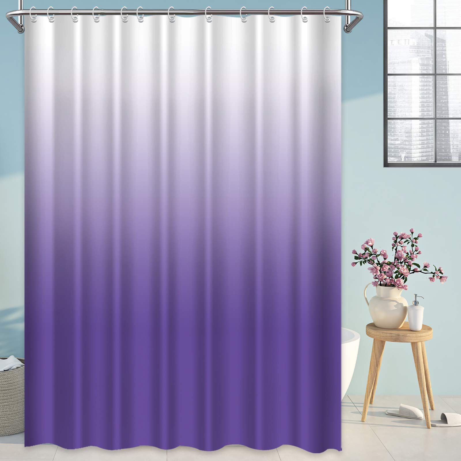 Eightree Shower Curtain Purple Gradual Ombre Color Design for Waterproof Modern Home Bathroom Decorations, Standard 72X72inch