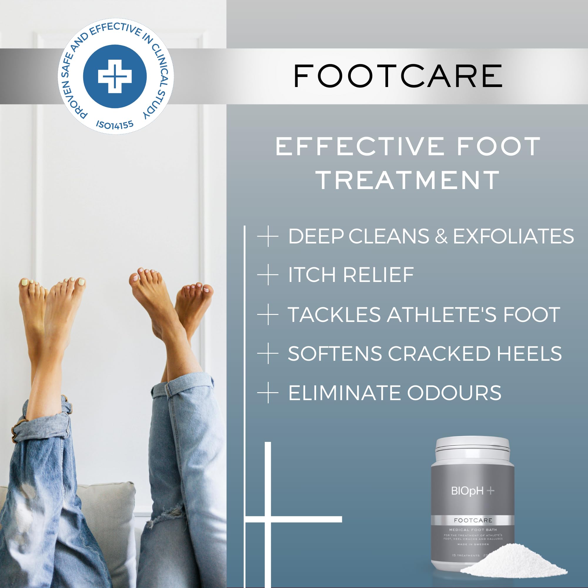 BIOpH+ Footcare Antifungal Foot Soak for Spa & Bath - Athlete's Foot Treatment, Cracked Heels and Callus Treatment (250g) - Image 2