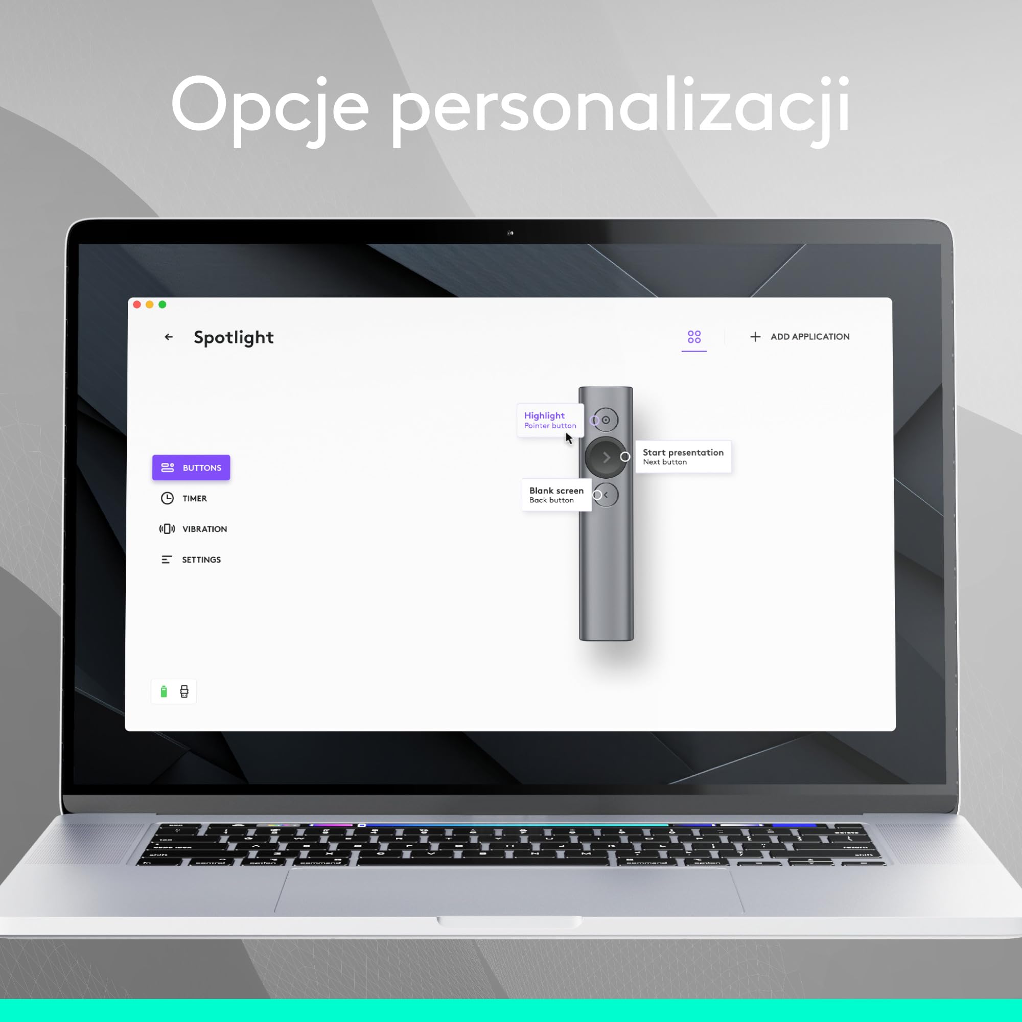 Logitech Spotlight™ Presentation Remote, Z zaawansowanym cyfrowym wskaźnikiem i zegarem z alertami wibracyjnymi, PC/Mac - Szary