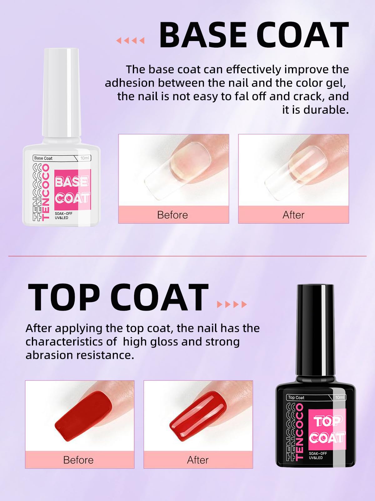 WONEDIRR Gel Nail Polish Set: 2 Bottles Multi Purpose Gel Nail Kit, No Wipe Top Coat/ Base Coat/ Rose Cuticle Oil Pen - Image 3