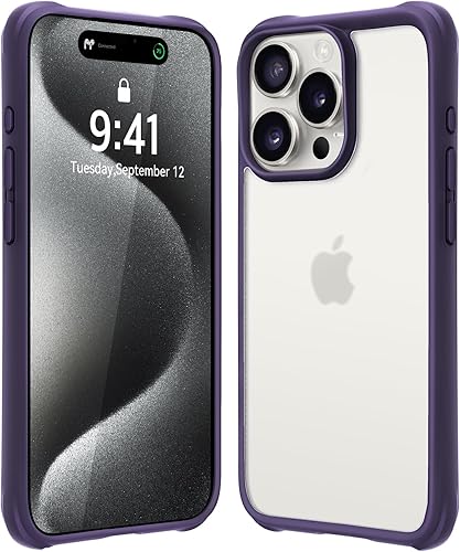 Mkeke Funda para iPhone 15 Pro, no amarilla protección de grado militar a prueba de golpes, para Apple iPhone 15 Pro 2023, color morado disponible en Yaxa Peru