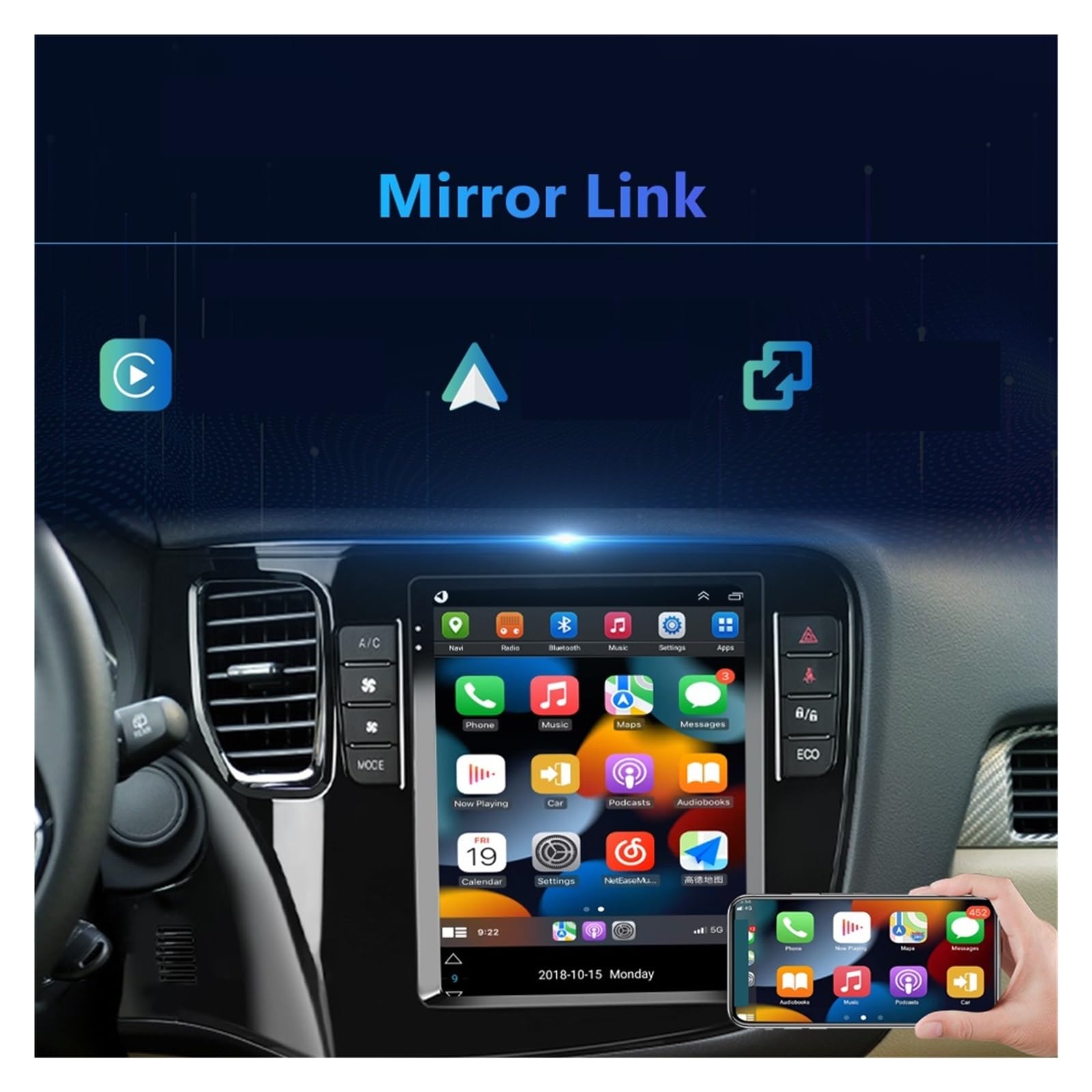 Radio Samochodowe Multimedialny Odtwarzacz Wideo Nawigacja Stereo GPS łAtwa Instalacja(32G Carplay)