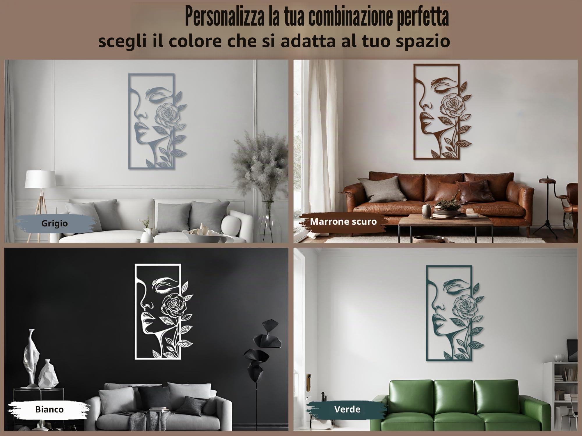 VAILLA Silhouette Donna Quadri Moderni Soggiorno – Legno 3D Cucina Casa