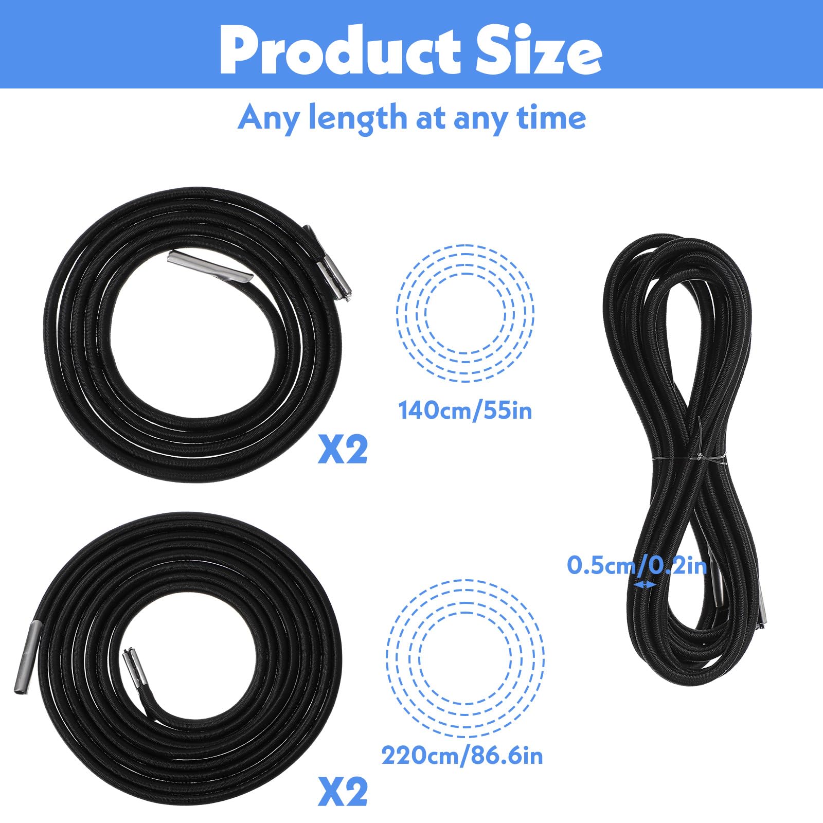 4 cavi di ricambio per sedia a gravità, corde elastiche universali di riparazione in nylon elasticizzato, per patio, sedie reclinabili, sedie da spiaggia, lounge, sedie da esterno