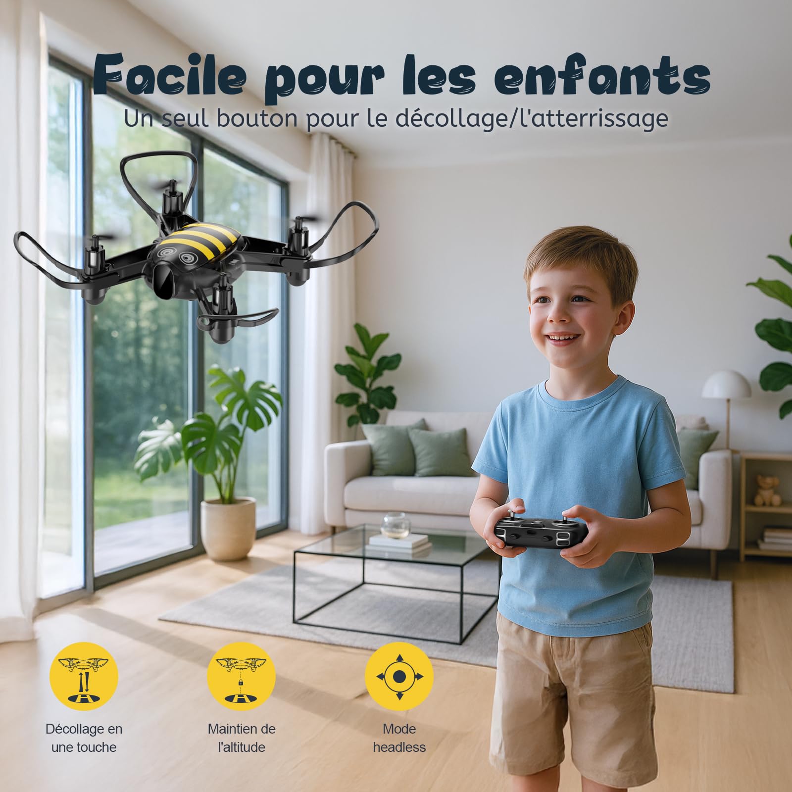 Loolinn | Drone comme Cadeau pour Enfants - Design Amusant, Facile à Piloter, Sûr pour les Enfants, Rotation à 360°, Station de Charge et Deux Batteries Incluses(Cadeau pour Garçons et Filles)