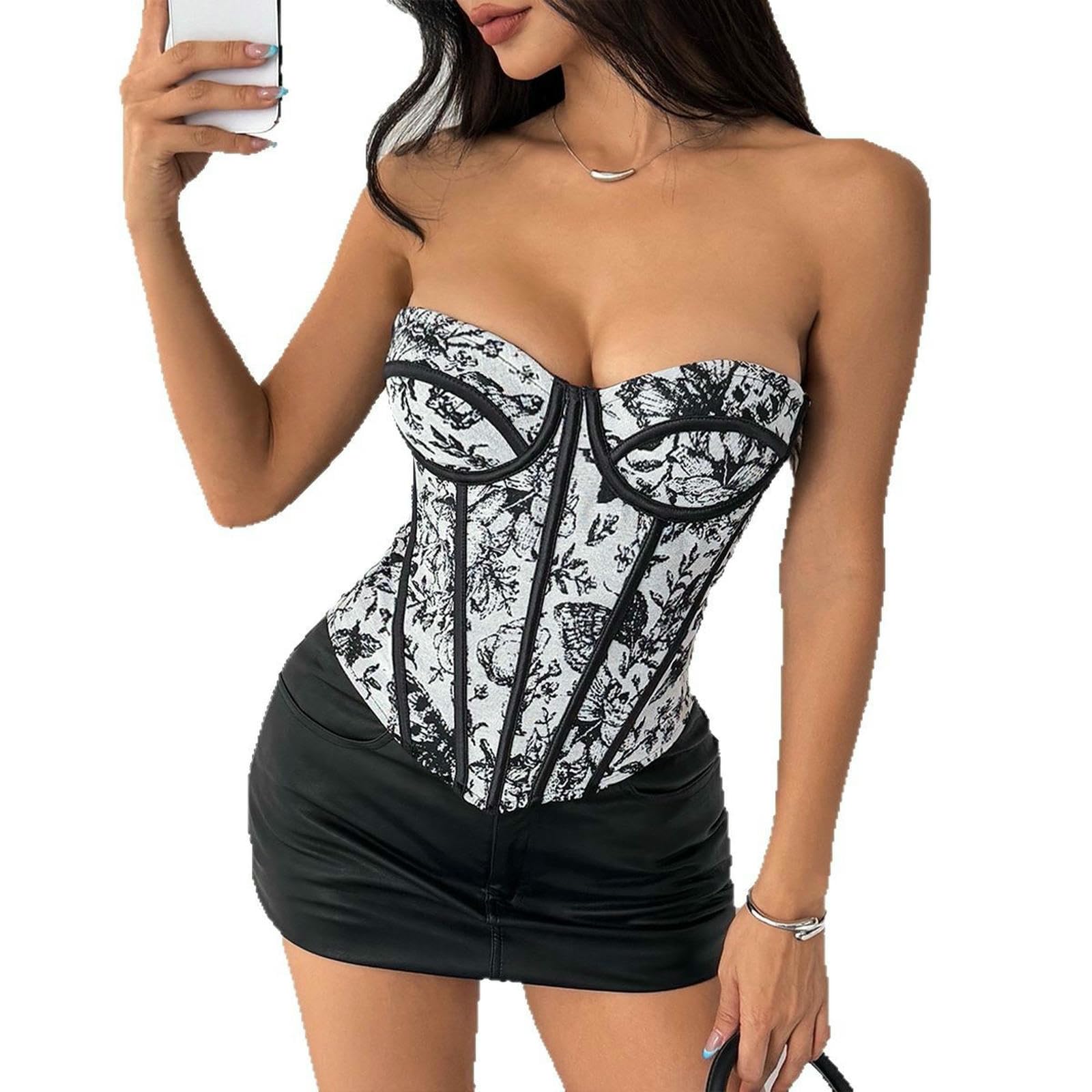 T-Shirt Corset Jacquard Noir S : Affinez Votre Taille sans Rigueur Ni Inconfort