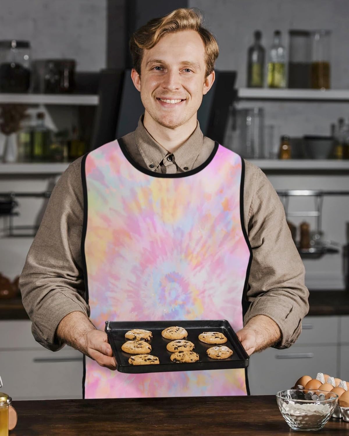 Pink Gold Rose Flower Cobbler Aprons with 2 Pockets for Women Men, Romantic Valentine's Love Saint Heart