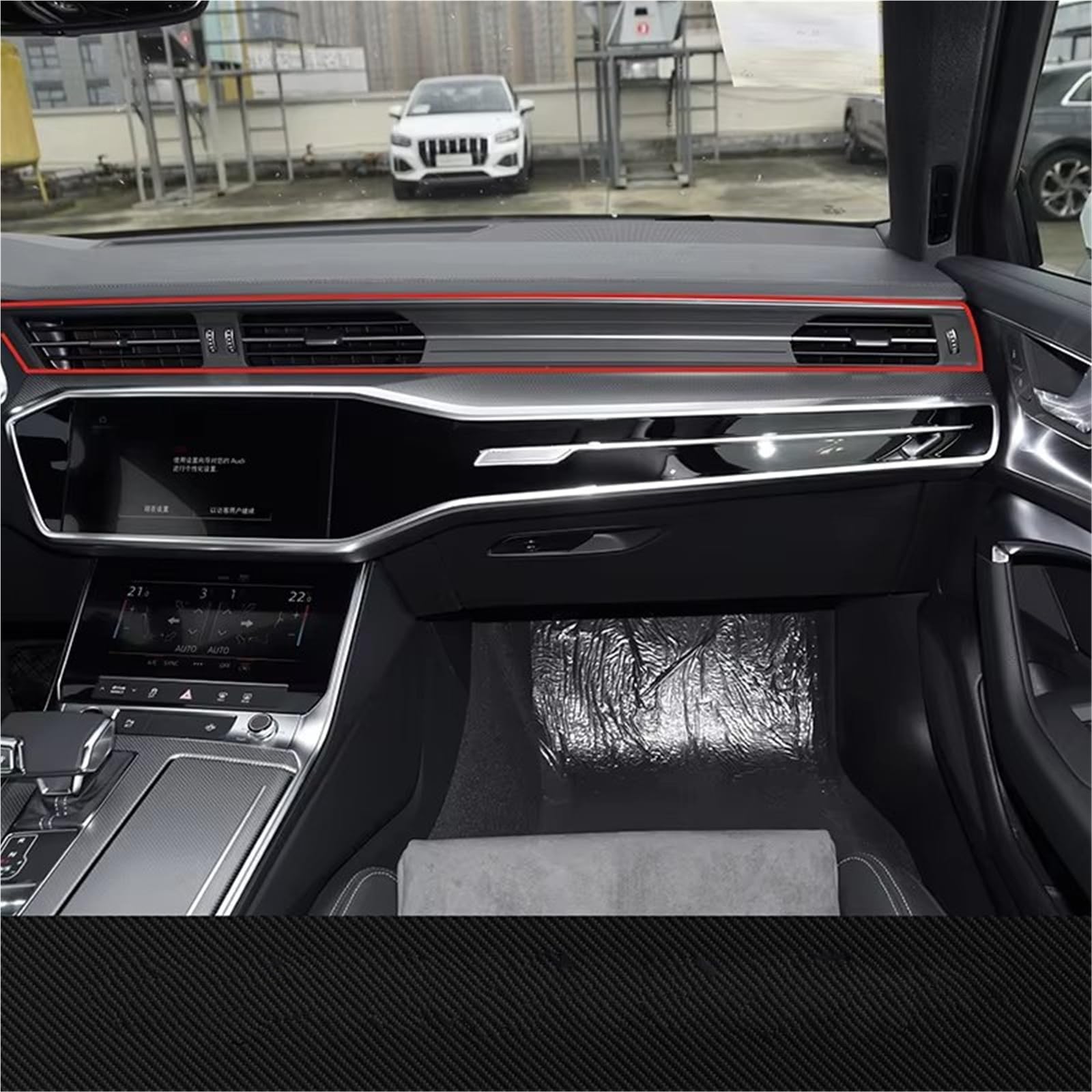 Cambio Pannello Telaio Copertura Pannell Per A6 Per C8 Per A7 Per A8 2019-2022 Accessori Auto Console Centrale Bocchetta Aria Condizionata Pannello Rivestimento Fibra Carbonio