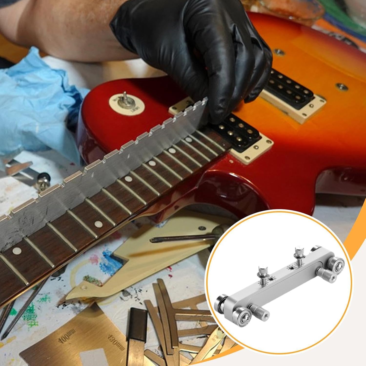 DYNWAVE Guitar Nut & Bridge Sander Maintenance Tool Polishing Bridge Acoustic Electric Guitar Bass Precision Instruments, Silver