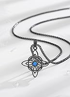 Vista 3 de CELESTIA Nudo de Bruja Plata 925 Plata de ley 925 Collar de nudo de brujas para mujer