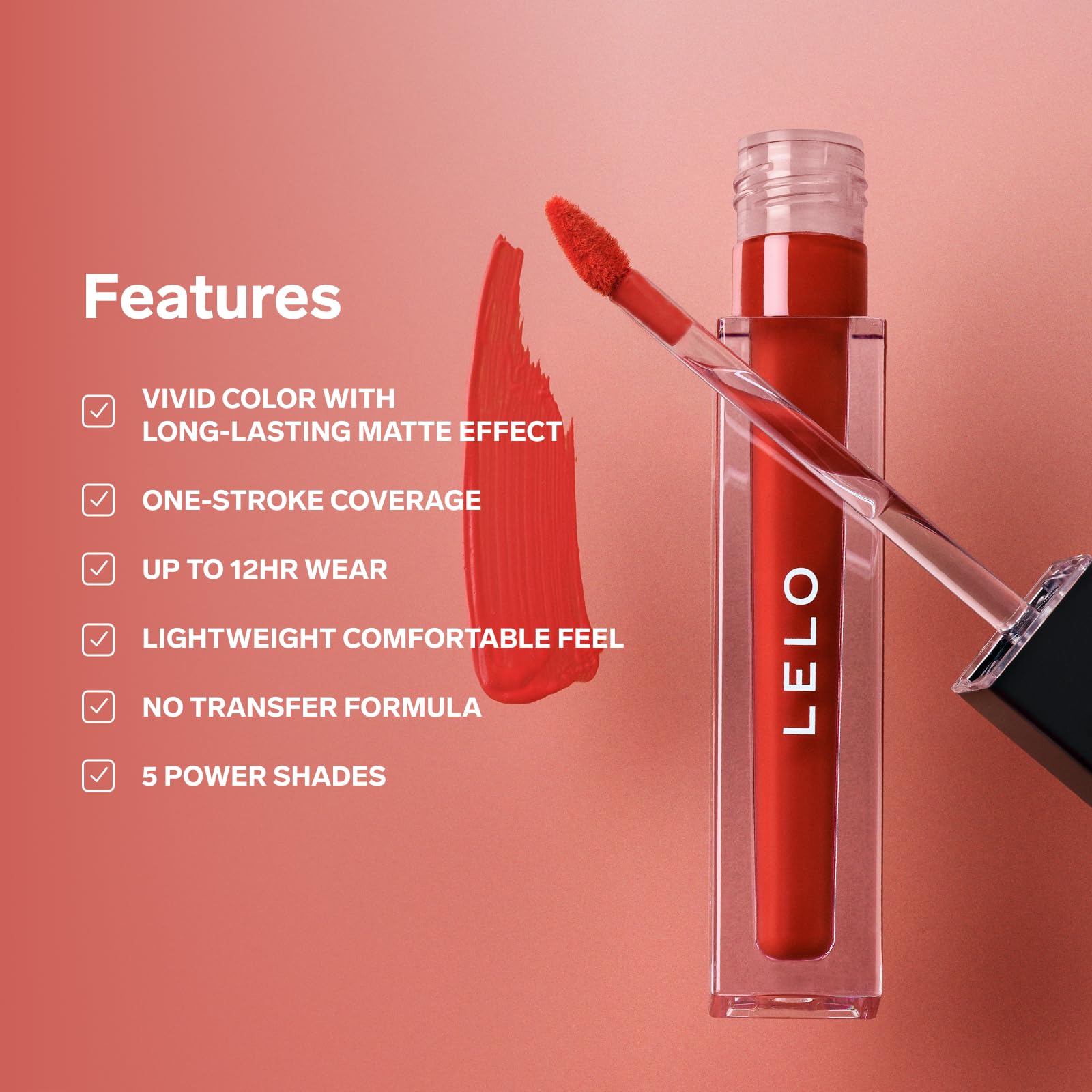 LELO MAKEUP, LIQUID Lipstick, Long Lasting Matte Liquid Lipstick, Kiss Proof Long Lasting Lipstick, Long Wear Lipstick - Image 2