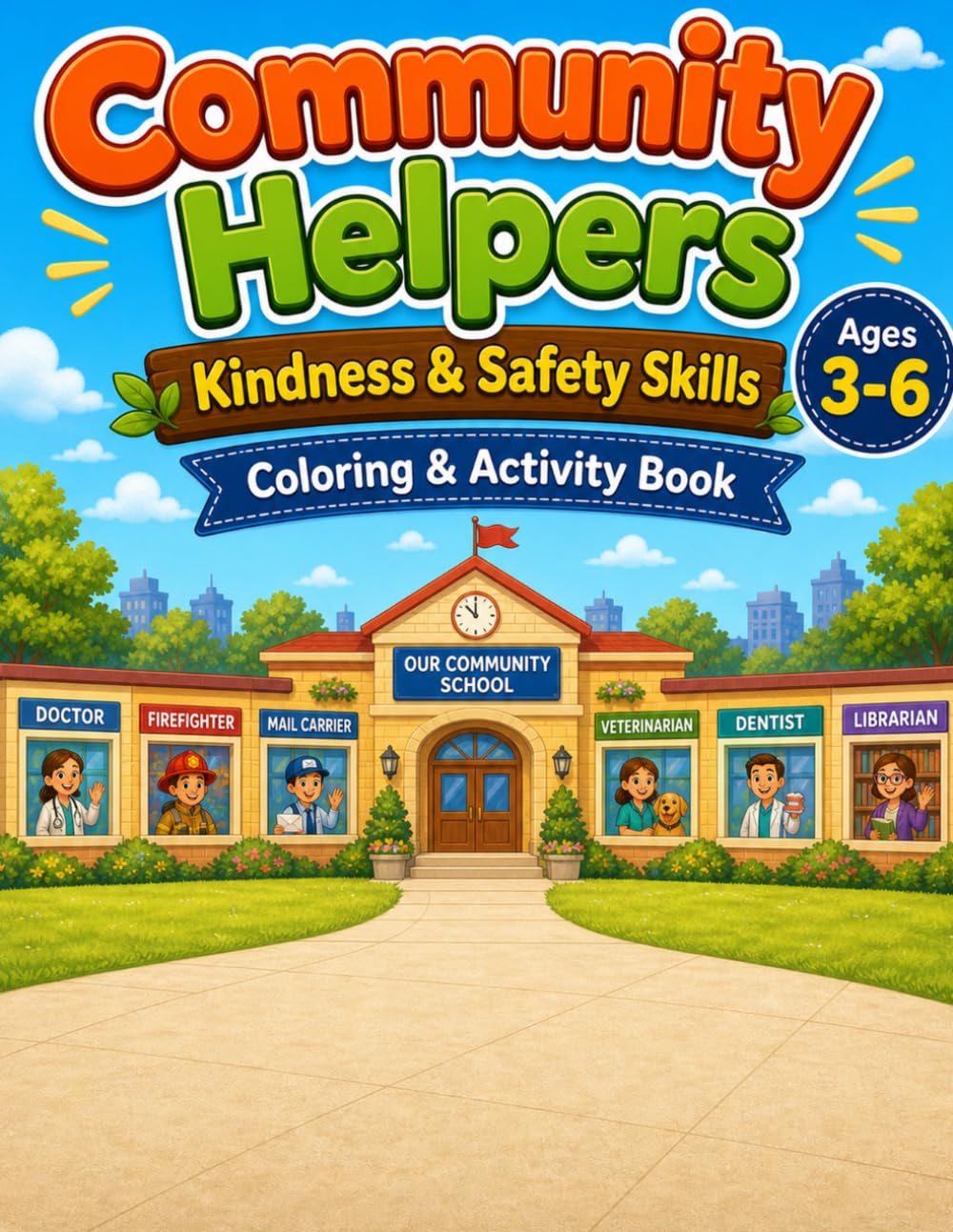 Community Helpers + Kindness & Safety Skills: Preschool Coloring & Activity Book for Home and Classroom