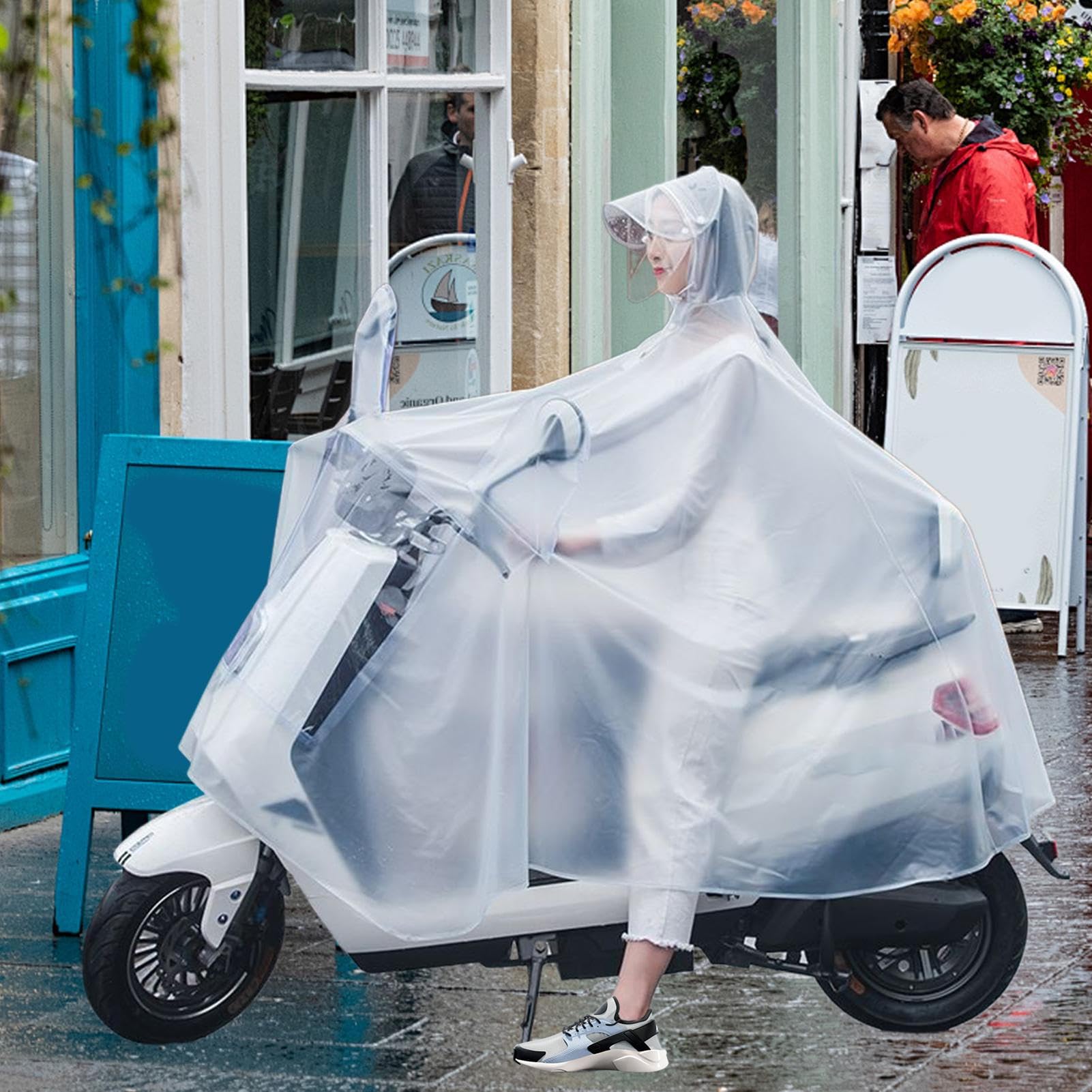 Generico Poncho Bici Impermeabile per Motocicli con Cappuccio | Leggero Trasparente Riutilizzabile Per Ciclismo E Attività All'Aperto