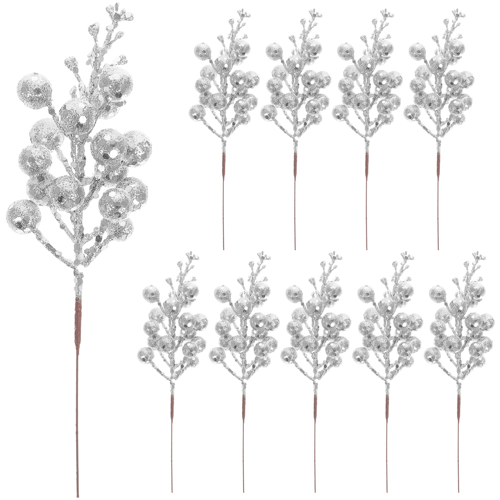 Alipis 10Pcs Christmas Glitter Berry Stems