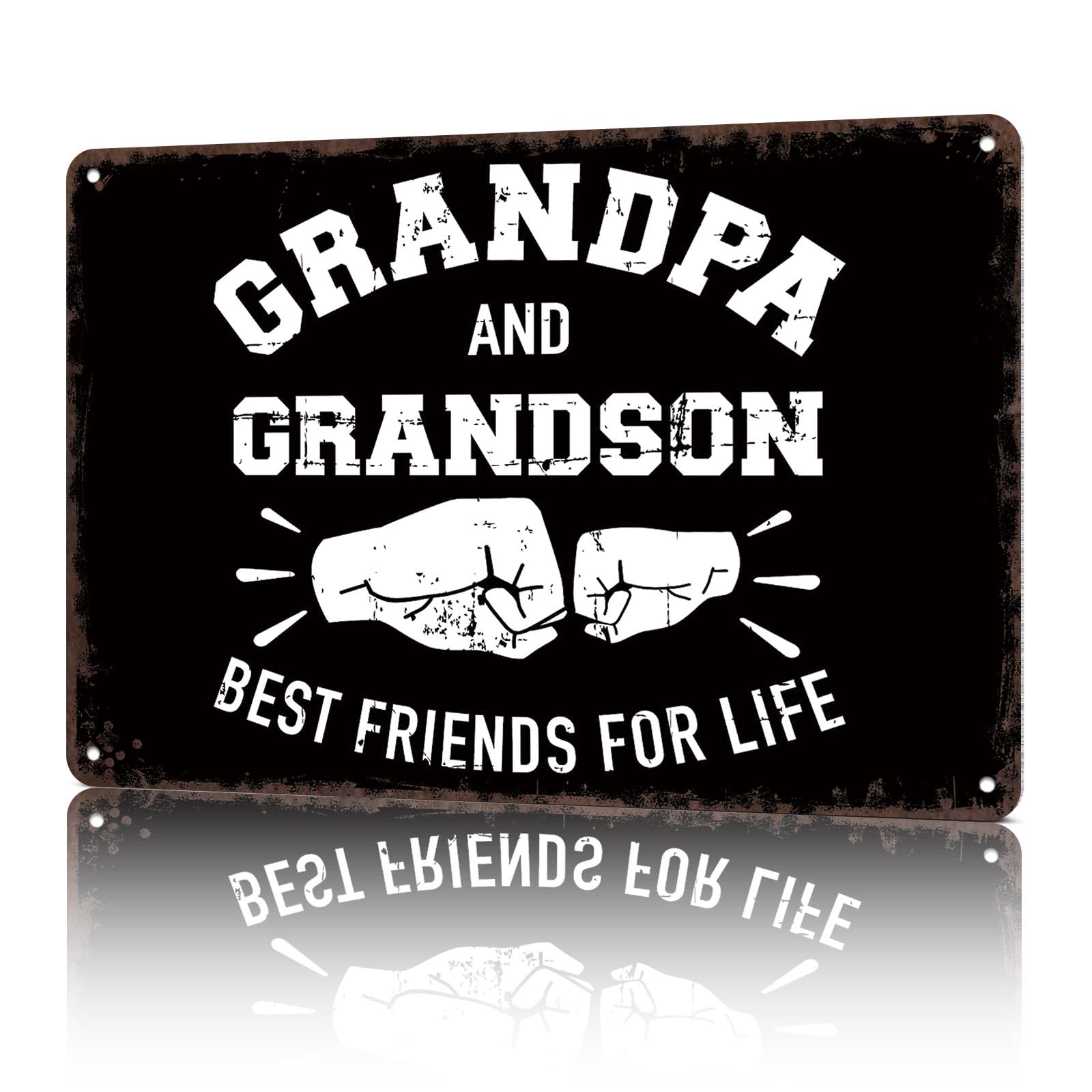 KWQDOZF Vintage Metal Signs Grandpa And Grandson Frien Funny Tin Sign Poster Wall Art For Home Room Bedroom Office Decor 8x12inch