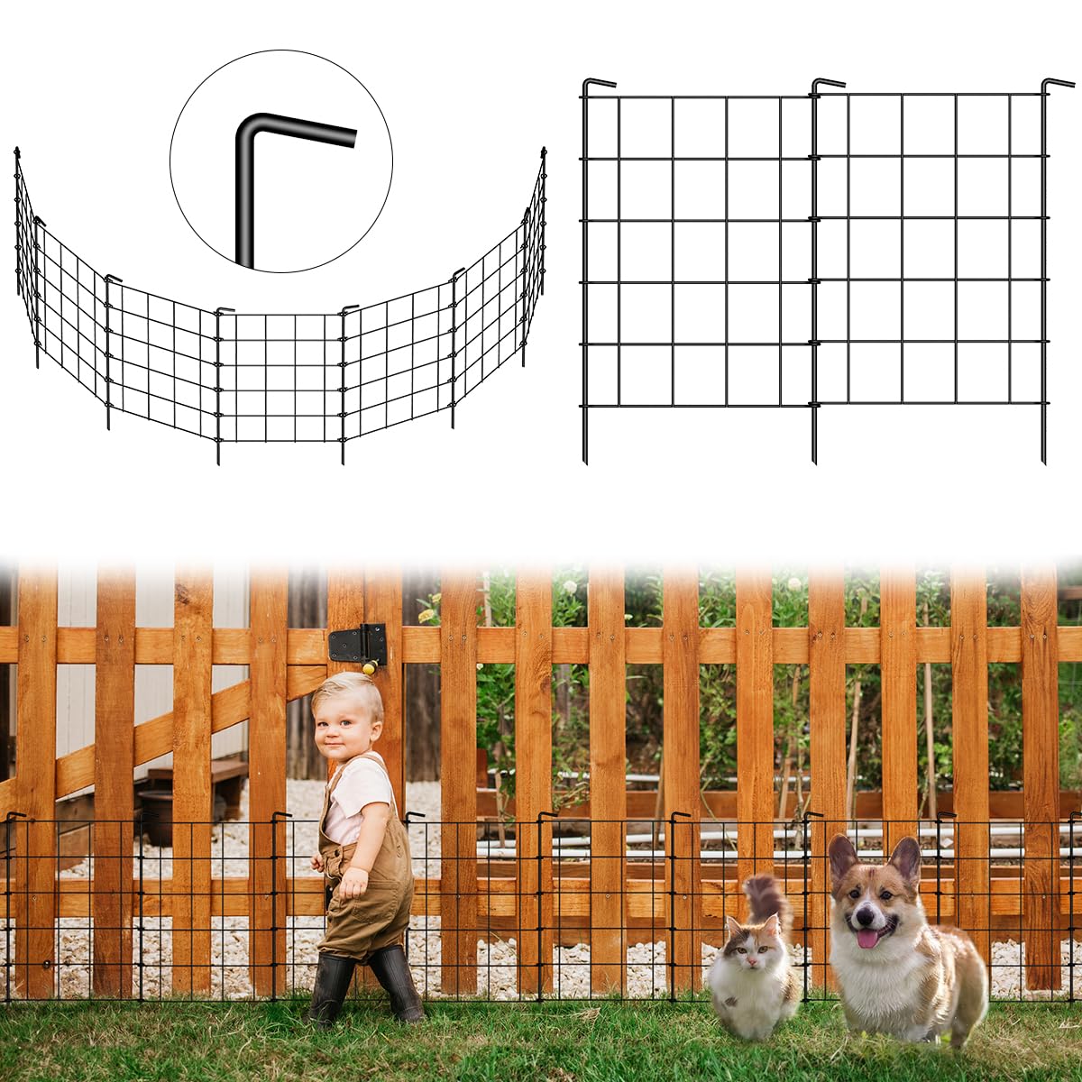 Decorative Garden Fence 28 Pack, 28.5ft(L) x20in(H) No Dig Garden Decorative Fence,Rustproof Metal Wire Garden Fence Border for Outdoor Yard Landscape Patio,Small Animal Barrier Fence for Dog Rabbit