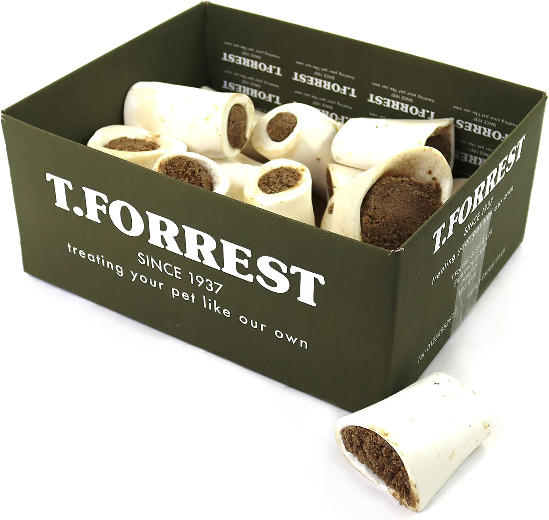 T.Forrest Air-Dried 3" Meat Filled Bones for Dogs (15 Pack) - 100% Natural, Long-Lasting, Grain-Free & UK Made