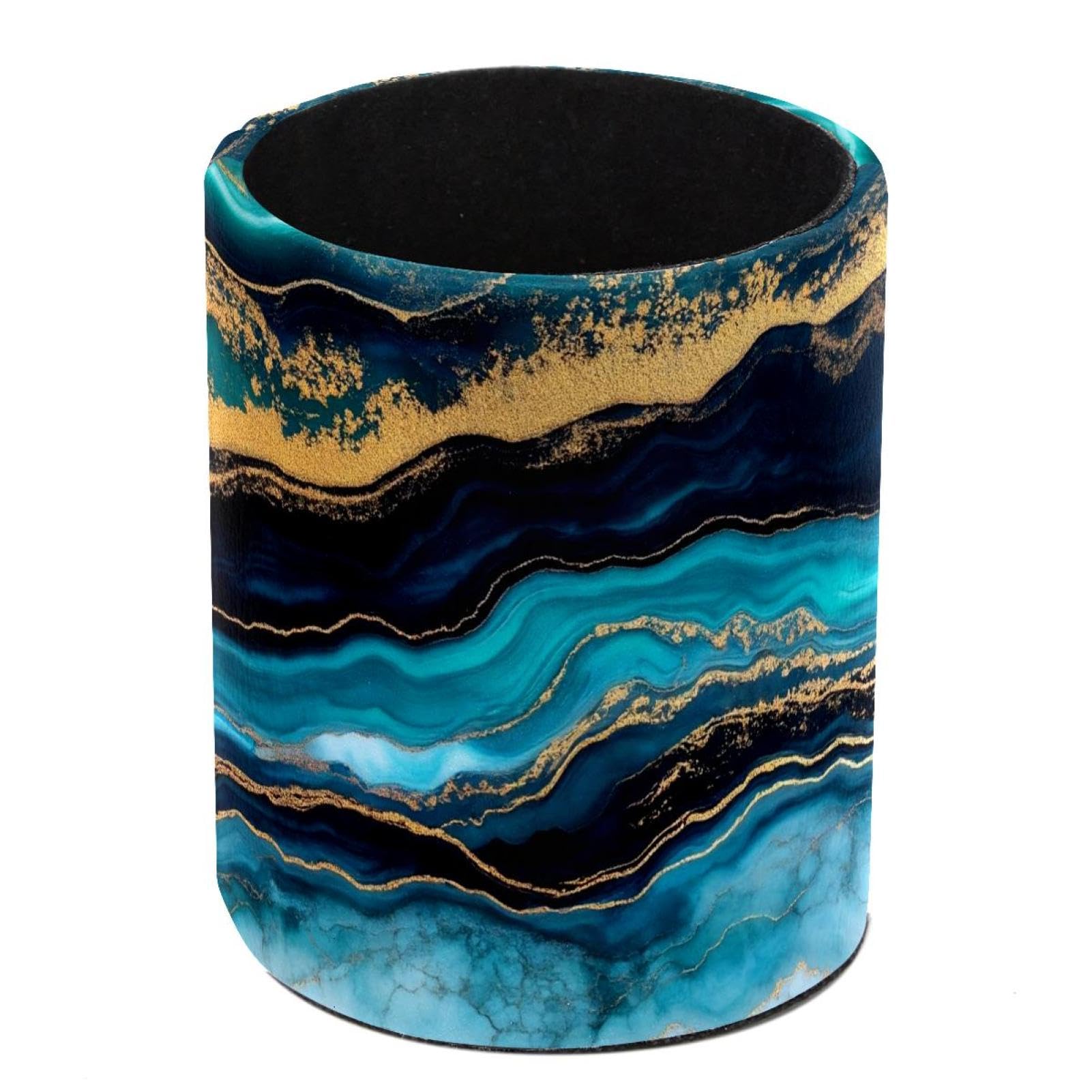 HEOEH Marble Texture Pen Holder for Desk, PU Leather Pencil Holder Pen Cup Marker Holder Makeup Brush Holders, Desk Accessories & Workspace Organizers for Home, Office