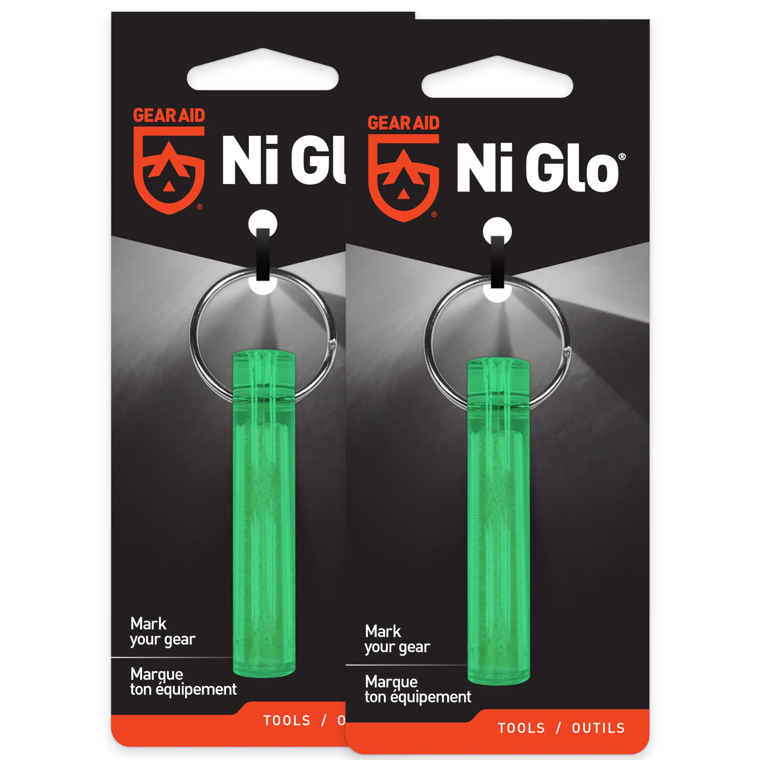 GEAR AID Ni Glo, 2” Glowing Keychain for Camping, Scuba and Night Fishing