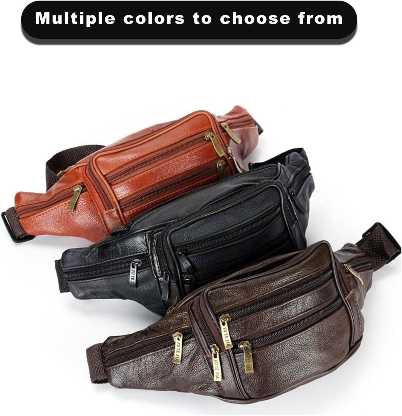 Leather Fanny Pack For Men & Women Belt Bag With Adjustable Waist Belt, Lightweight Fanny Pack Comes With Multiple Zippered Pockets Easy Carry Any Phone,Wallet (brown) - Image 5