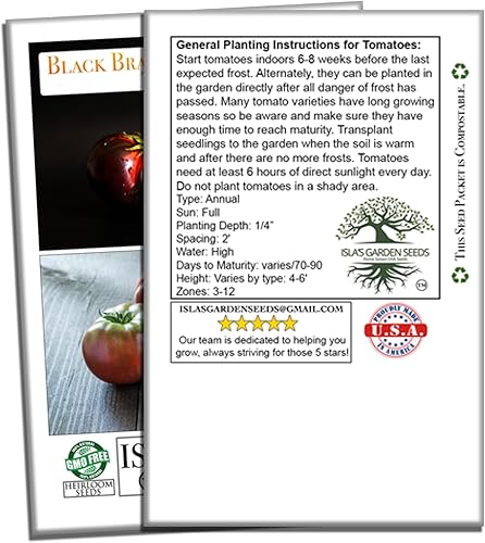Miniatura 4 de Semillas de tomate "Black Brandywine" para plantar, más de 20 semillas de reliquia por paquete, semillas de jardín de Isla (semillas de jardín de