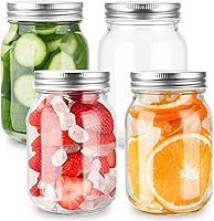 Vista 1 de GUEQUITLEX Tarros de vidrio Mason con tapas, tarro de conservas genuino de 16 oz, tarros para conservas para almacenamiento de alimentos, alimentos