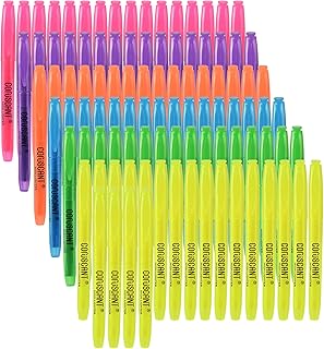Highlighter - 100 pack color highlighter, color transparent visible fluorescent pen shell, wide chisel point mark, fluorescent pen, school, office