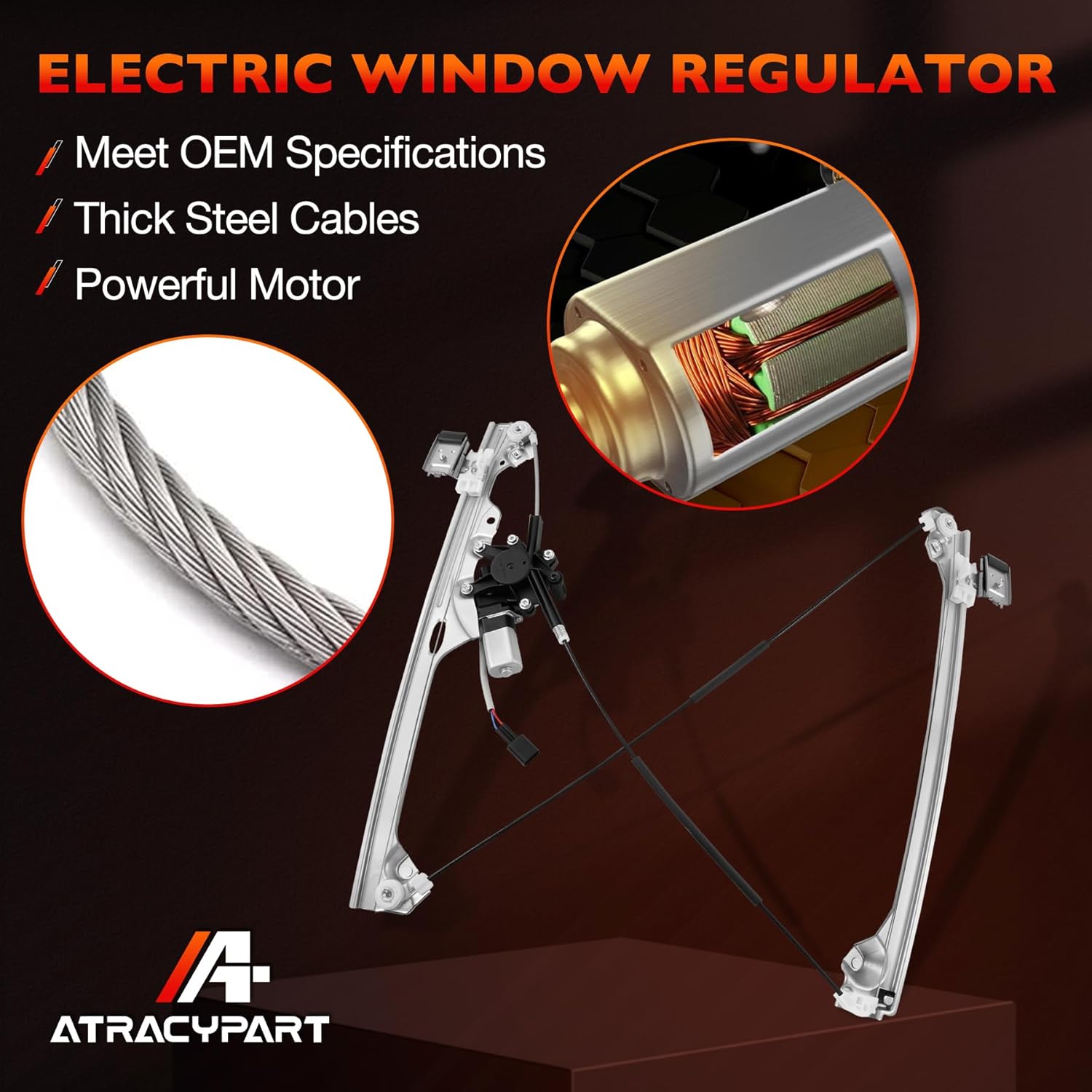 Power Window Regulator with Motor Front Left Driver Side Compatible with 2007–2014 Chevy Silverado 1500 2500 3500HD, Avalanche, Suburban 1500/2500, Tahoe, GMC Sierra/Yukon/Yukon XL, Replace 741-442