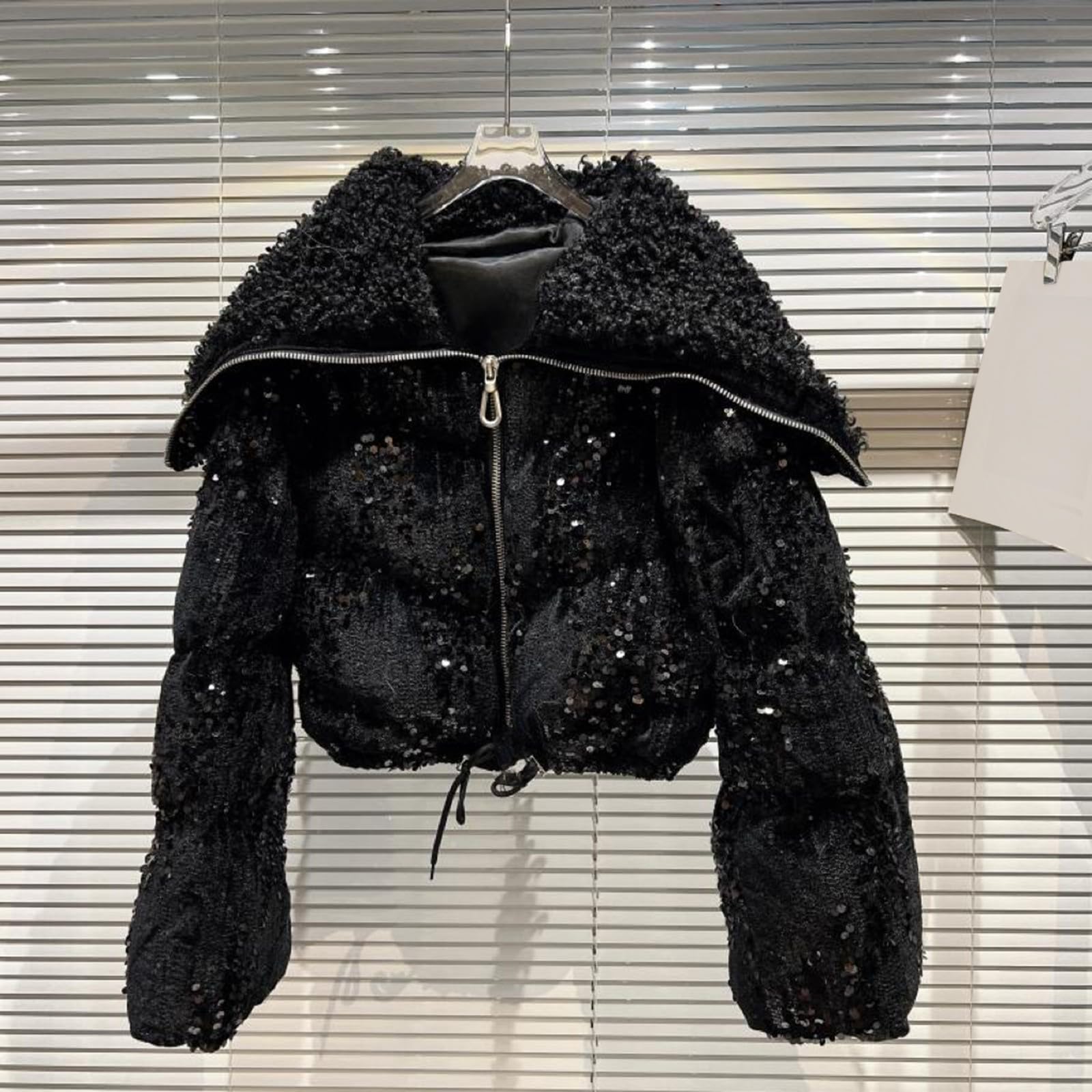Paillettes Puffer Cappotto per Bambini Glitter Plus Size Cropped Inverno
