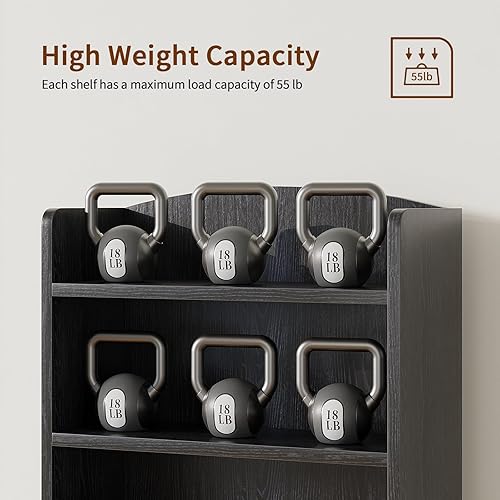 Miniatura 7 de YQ JENMW Estantería de 5 estantes, estantería abierta, estantes de almacenamiento de piso, estante de exhibición moderno de mediados de siglo,