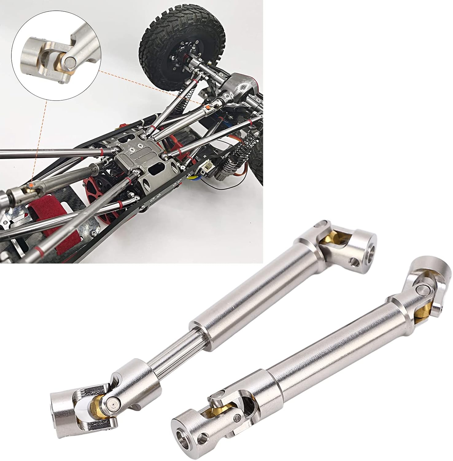 RC Drive Shaft Set, 2 Pack M4 6 Tooth 91mm Replacement for 1/10 Scale RC Crawler