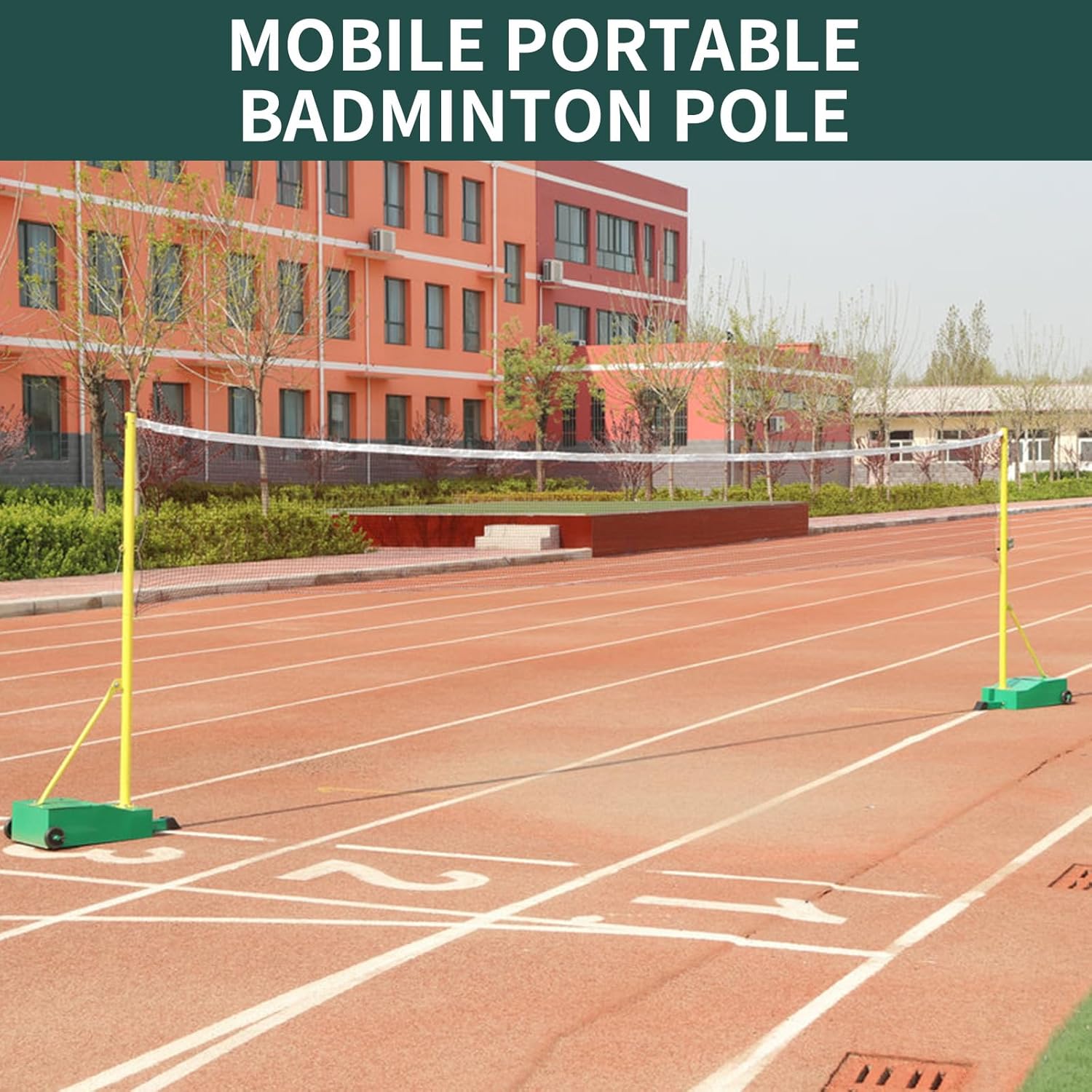 Badminton Pole,Portable 5.1FT Badminton Net Frame Poles with Wheel,Movable Badminton Pole Stand with Heavy Duty Base,Badminton Net for Backyard Park Stadium School Indoor Outdoor