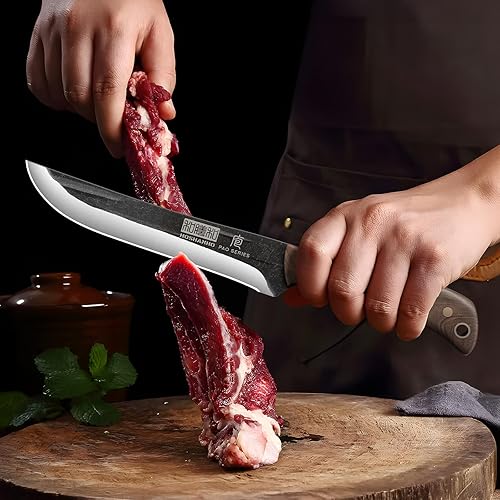 Miniatura 7 de HOSHANHO Cuchillo de deshuesado de 6.7 pulgadas para cortar carne, cuchillo de filete súper afilado para pescado, cuchillos de carnicero forjados a