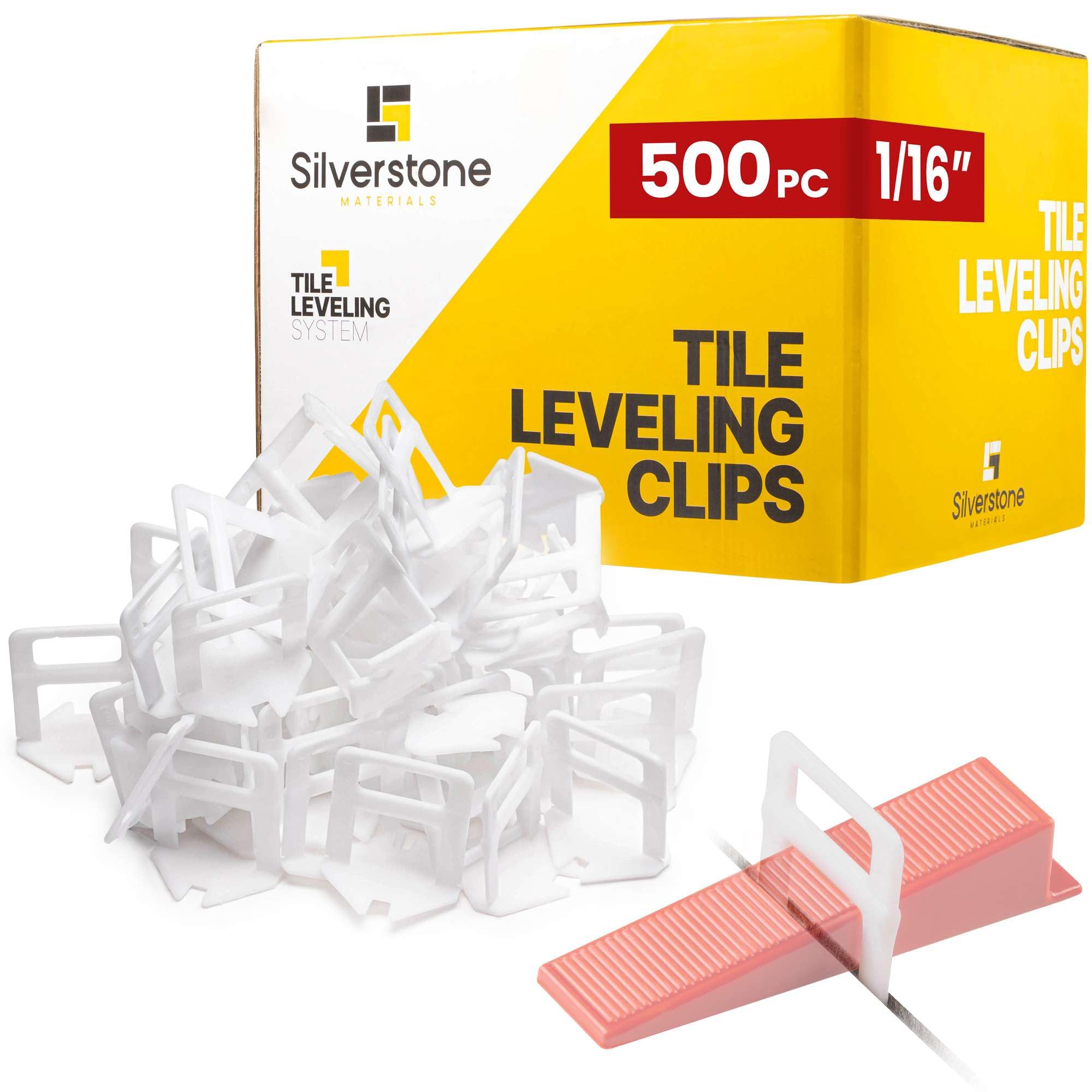 500 Pcs Tile Leveling System Clips with 1/16" (1.5mm) Clips - Saves Time for Perfect Precise Installation of Ceramic Tiles - Get Professional Results