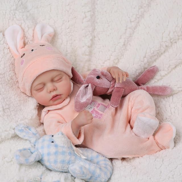 BABESIDE Lifelike Reborn Baby Dolls - 12 Inch Full Vinyl Realistic Baby Doll Sweet Sleeping Real Life Baby Dolls Cute Girl with Toy Accessories Gift Set for Kids Age 3+