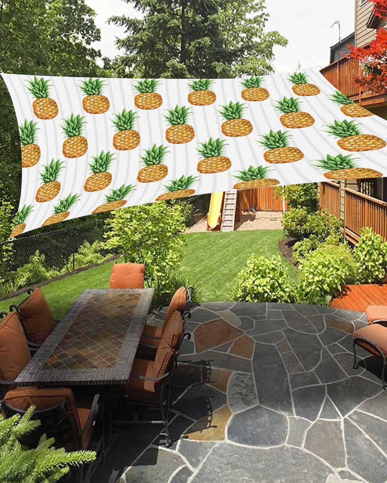 Boanket Sun Shade Sail 14' x 18', Pineapple Large Heavy Duty Outdoor Shades Sun Screen, Summer Yellow Fruits Green Shade Cloth for Patio Deck Terrace Garden Lawns Beach Backyard