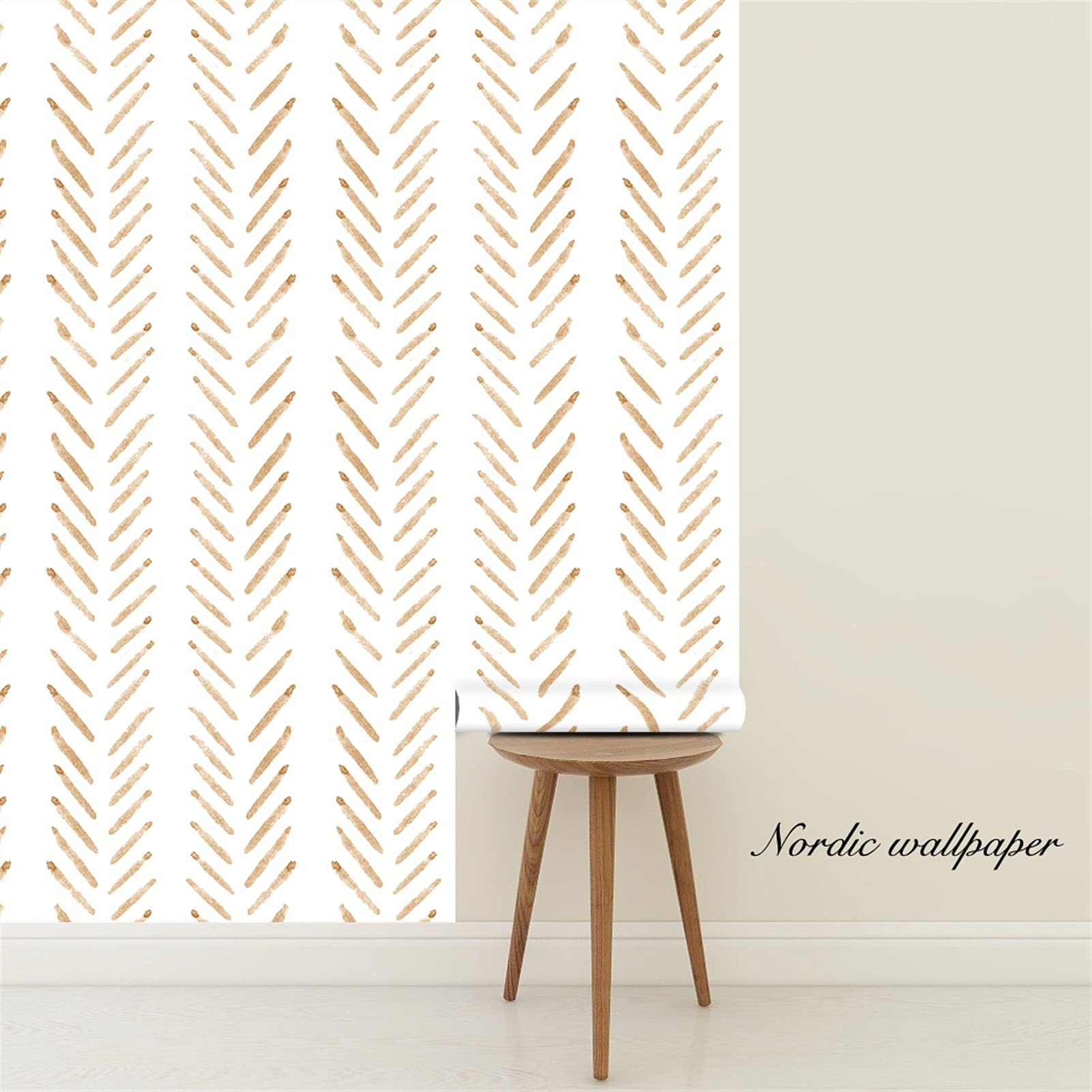 Pegatinas de Pared Pegatinas de pared de vinilo Pintura a mano Herringbone Lines Peel and Stick Wallpaper Wallpaper autoadhesivo Baño para la decoración de la pared del hogar Adhesivos Pared